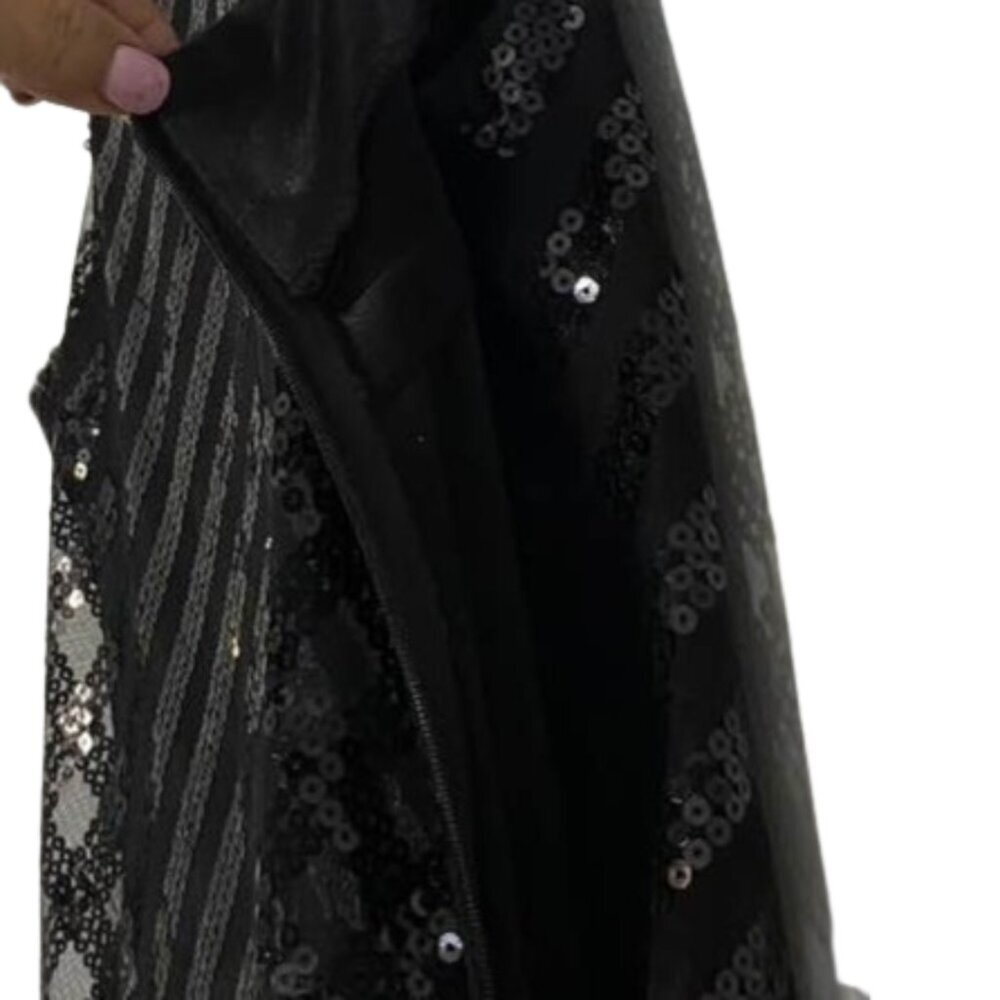 AGB Black Sequin Chevron Mini Dress Sleeveless Size 6 Party Cocktail Sparkle - Picture 9 of 15